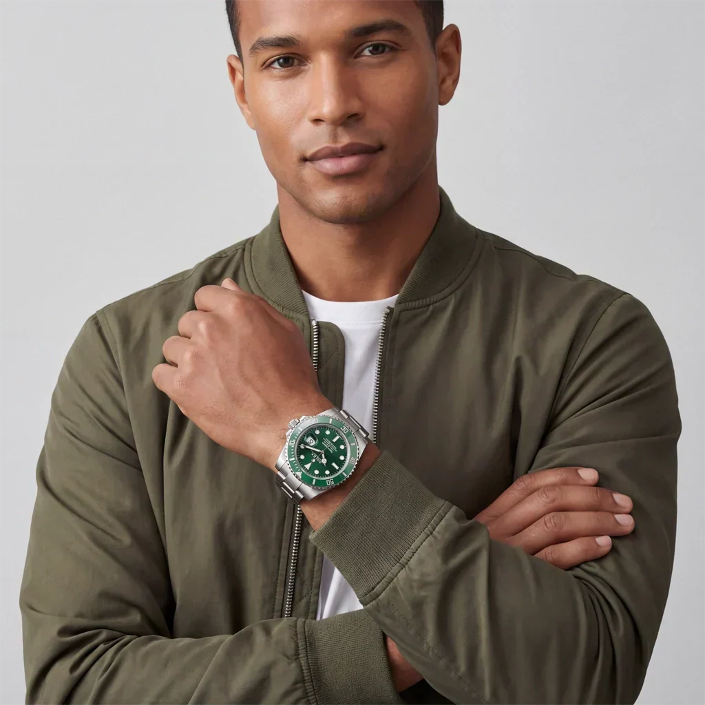 Submariner Date Automatic Watch With Green Dial and Ceramic Bezel