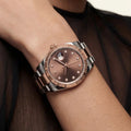 Datejust Inspired Automatic Women's Watch With Diamond Dial And Fluted Bezel