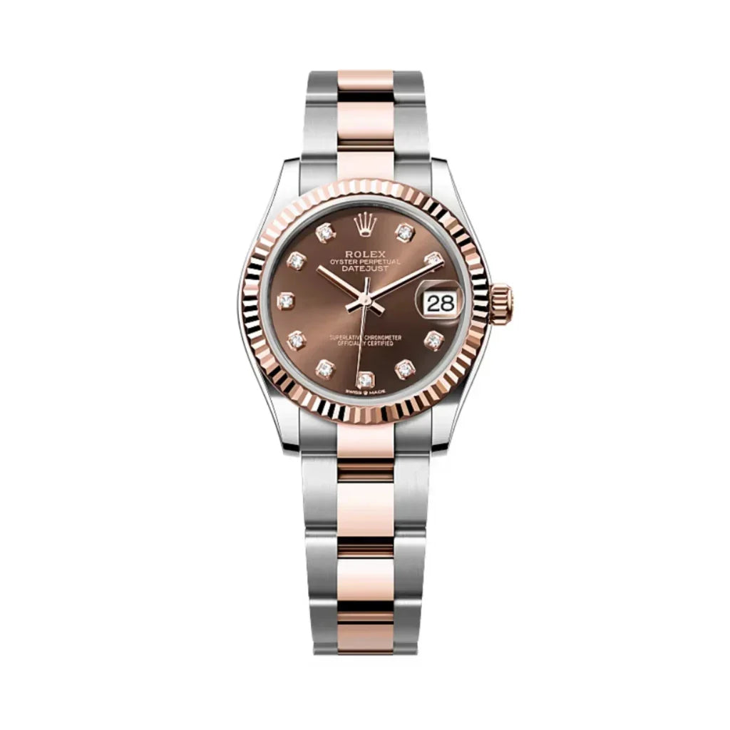 Datejust Inspired Automatic Women's Watch With Diamond Dial And Fluted Bezel