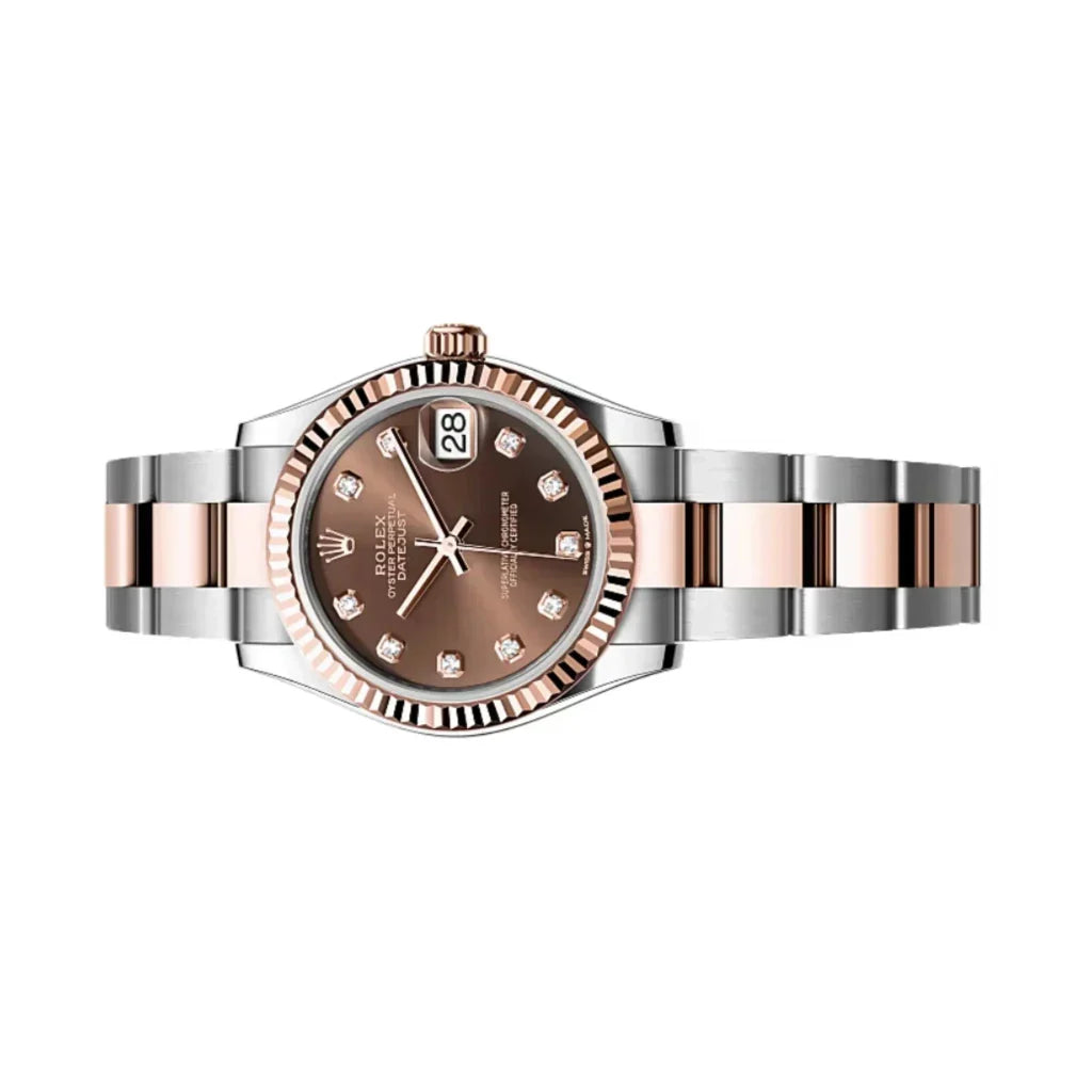 Datejust Inspired Automatic Women's Watch With Diamond Dial And Fluted Bezel
