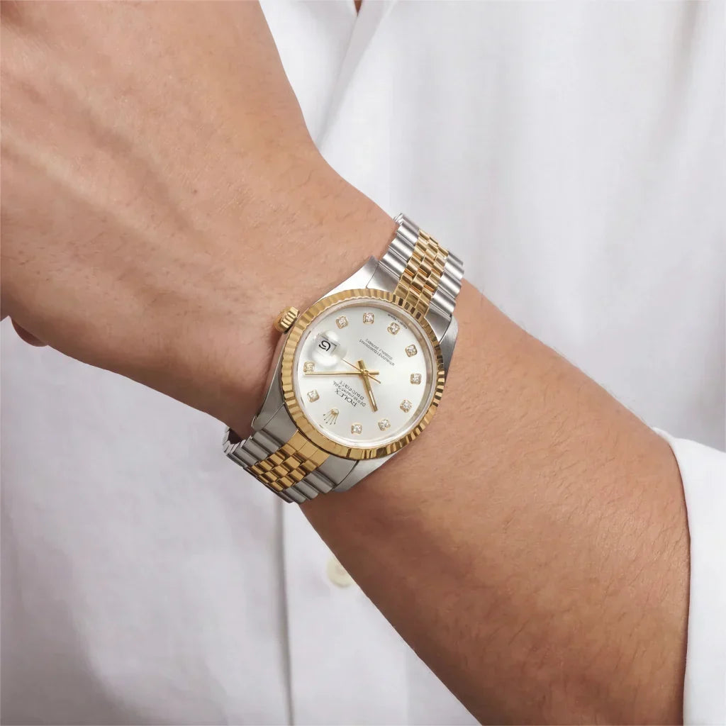 Datejust Men's Watch With Fluted Bezel And Diamond Hour Markers