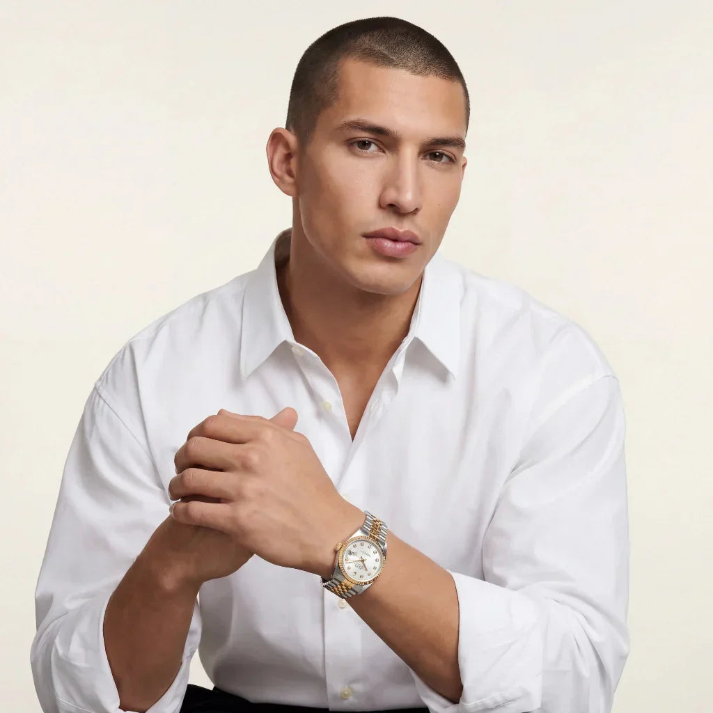 Datejust Men's Watch With Fluted Bezel And Diamond Hour Markers