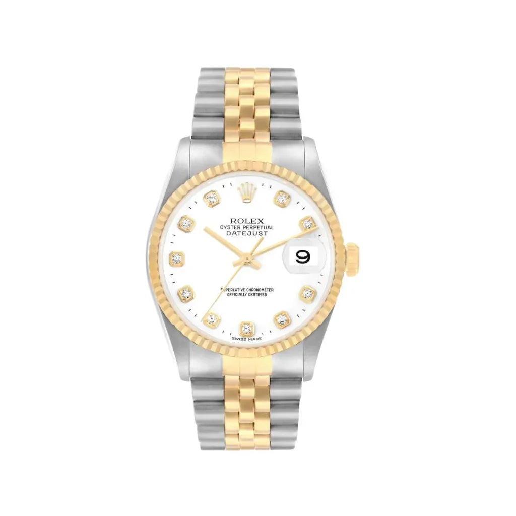 Datejust Men's Watch With Fluted Bezel And Diamond Hour Markers