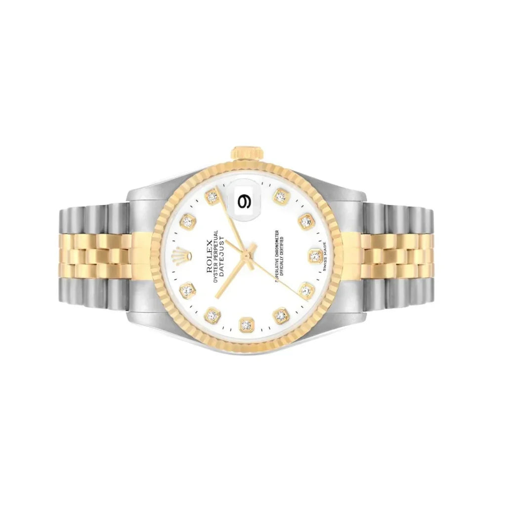 Datejust Men's Watch With Fluted Bezel And Diamond Hour Markers