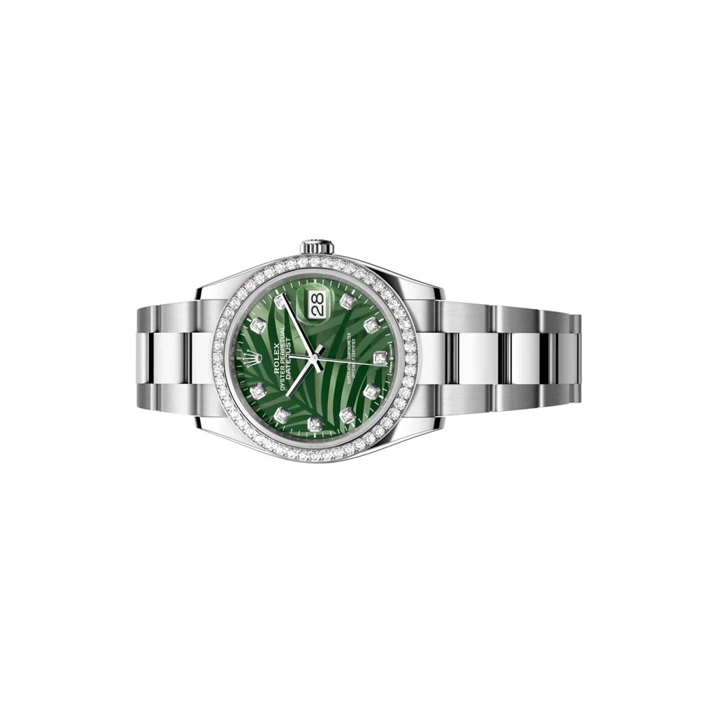 Datejust Olive Green Palm-Motif Dial Women's Timepiece
