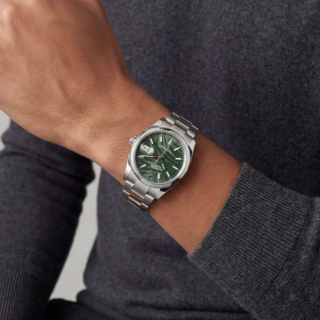 Datejust Olive Green Palm-Motif Dial Men's Watch