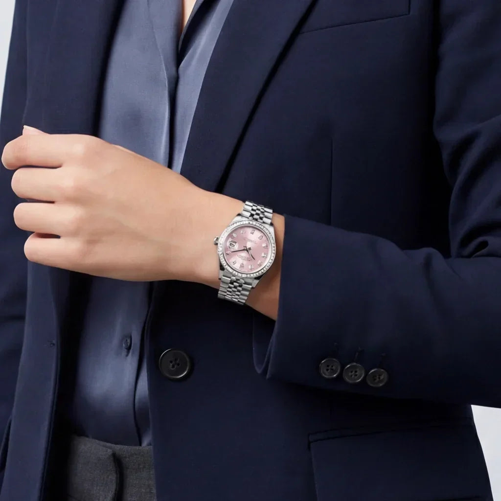 Datejust Women's Watch With Pink Dial And Bezel