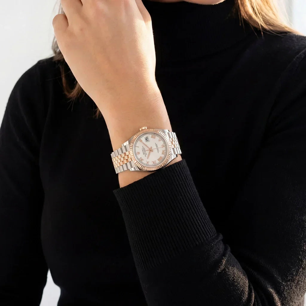 Datejust Women's Watch With White Roman Dial