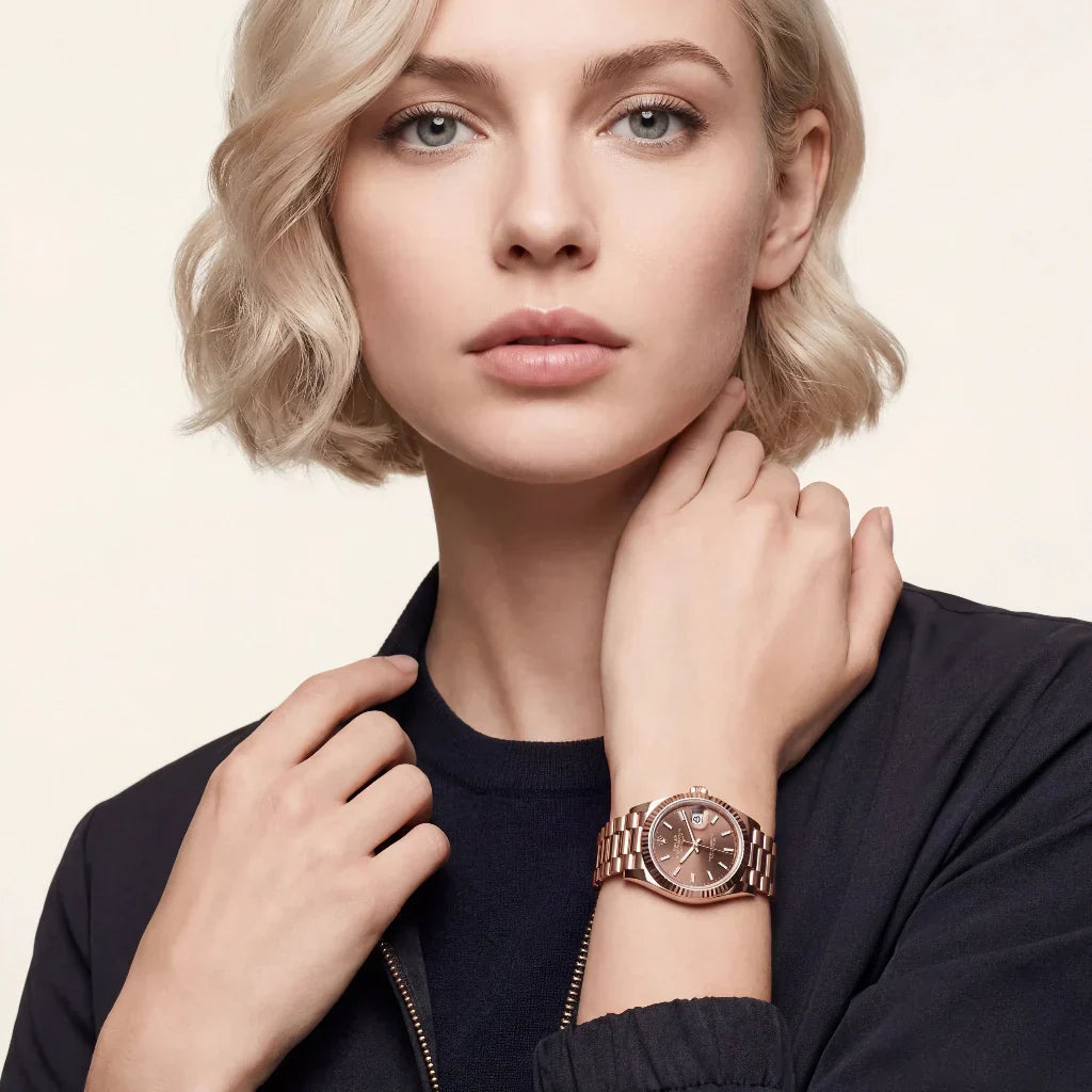 Lady Datejust Automatic Watch With Fluted Bezel And Index Dial