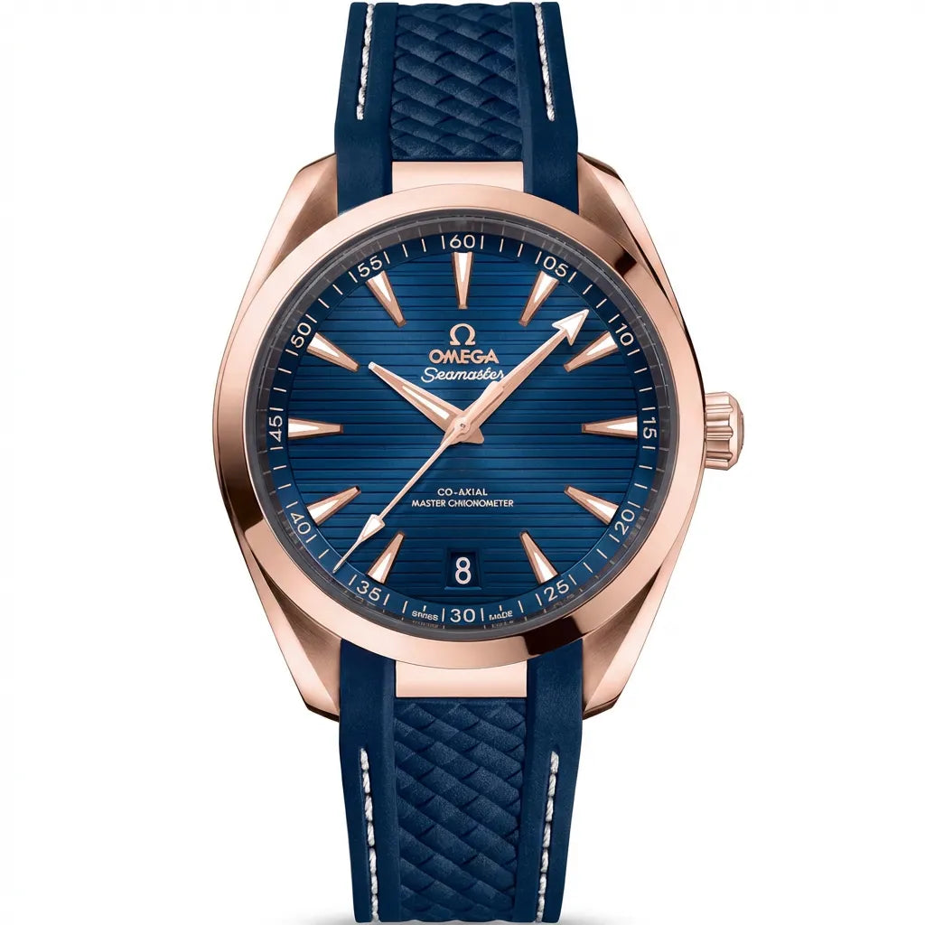 OM Blue Vertical Dial Rose Tone Bezel Watch