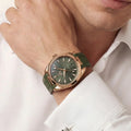 OM Green Dial Rose Tone Strap Watch