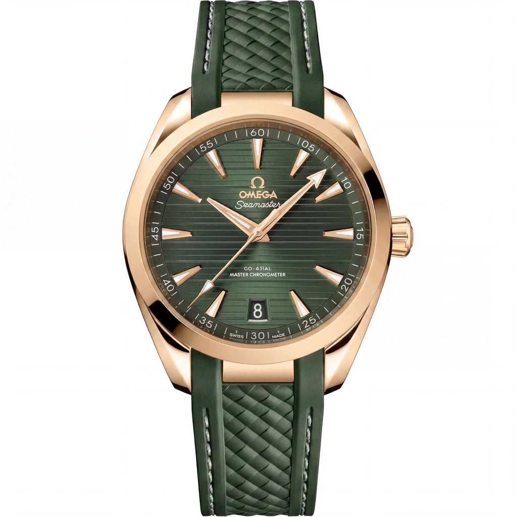 OM Green Dial Rose Tone Strap Watch