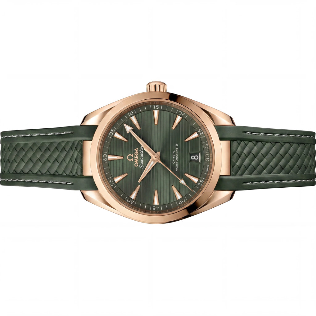 OM Green Dial Rose Tone Strap Watch