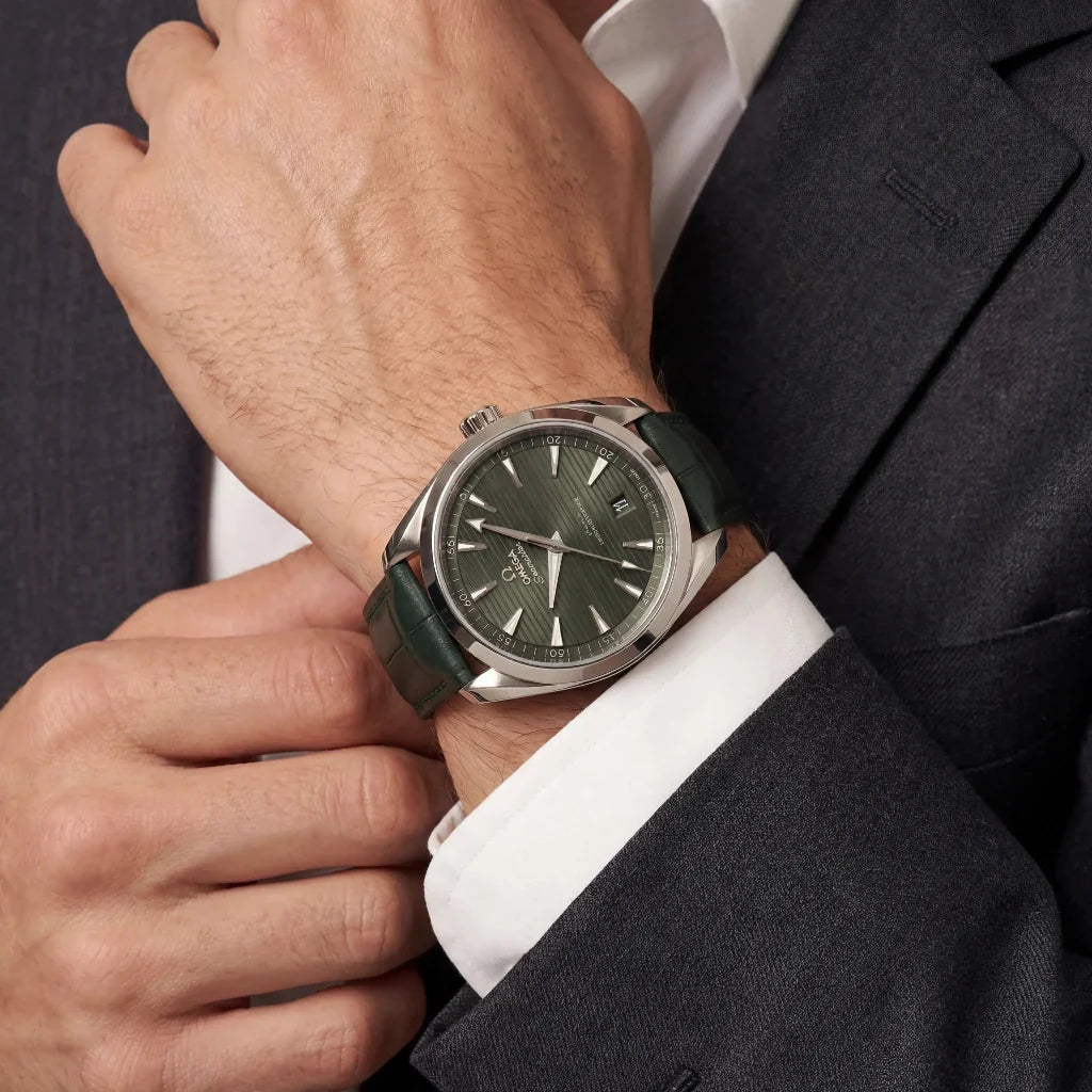 OM Olive Dial Silver Tone Strap Watch