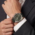 OM Olive Dial Silver Tone Strap Watch