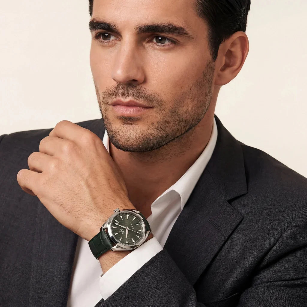 OM Olive Dial Silver Tone Strap Watch