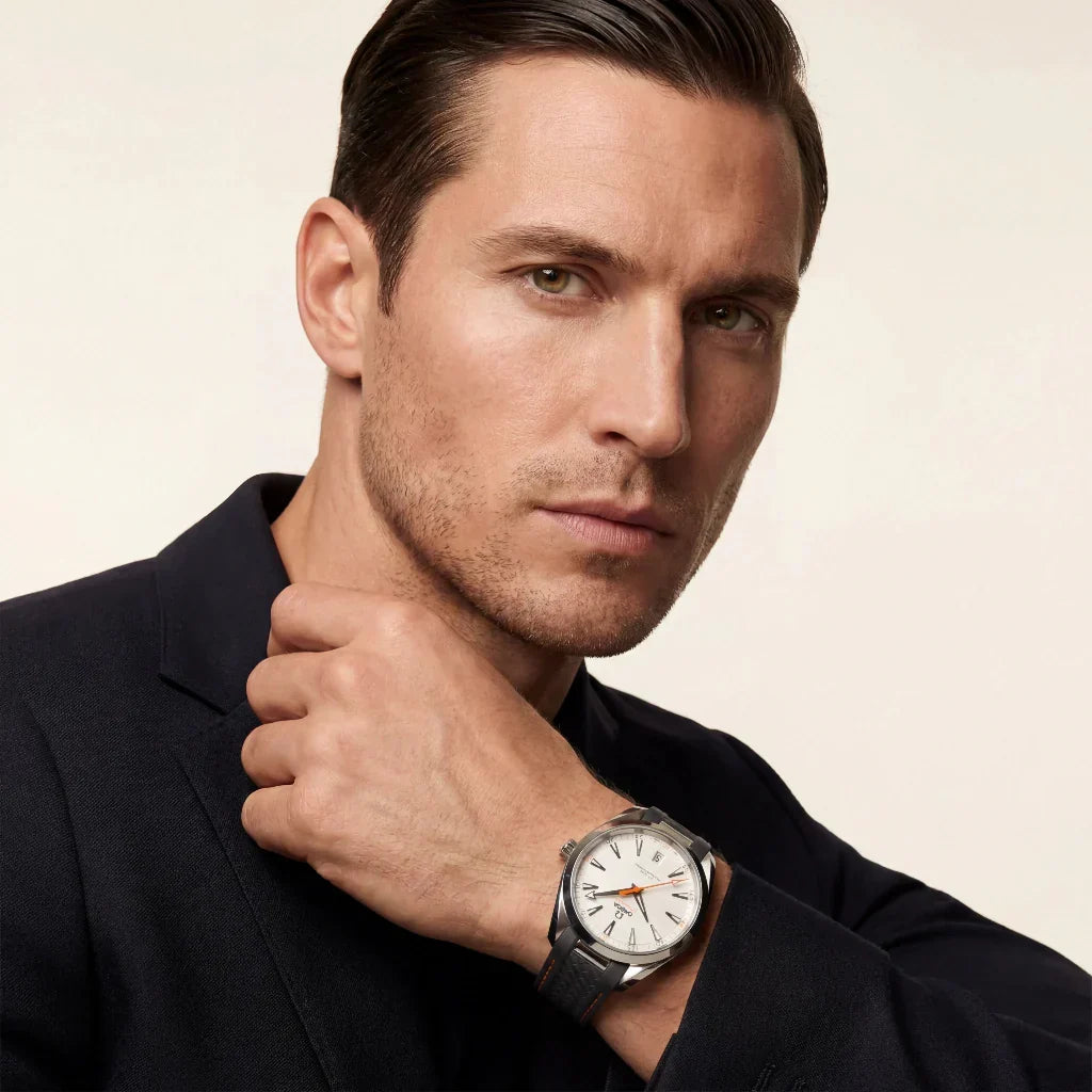 OM White Dial Black Tone Strap Watch