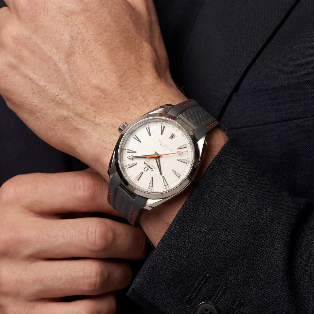 OM White Dial Black Tone Strap Watch