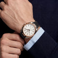OM White Dial Rose Tone Bezel Watch
