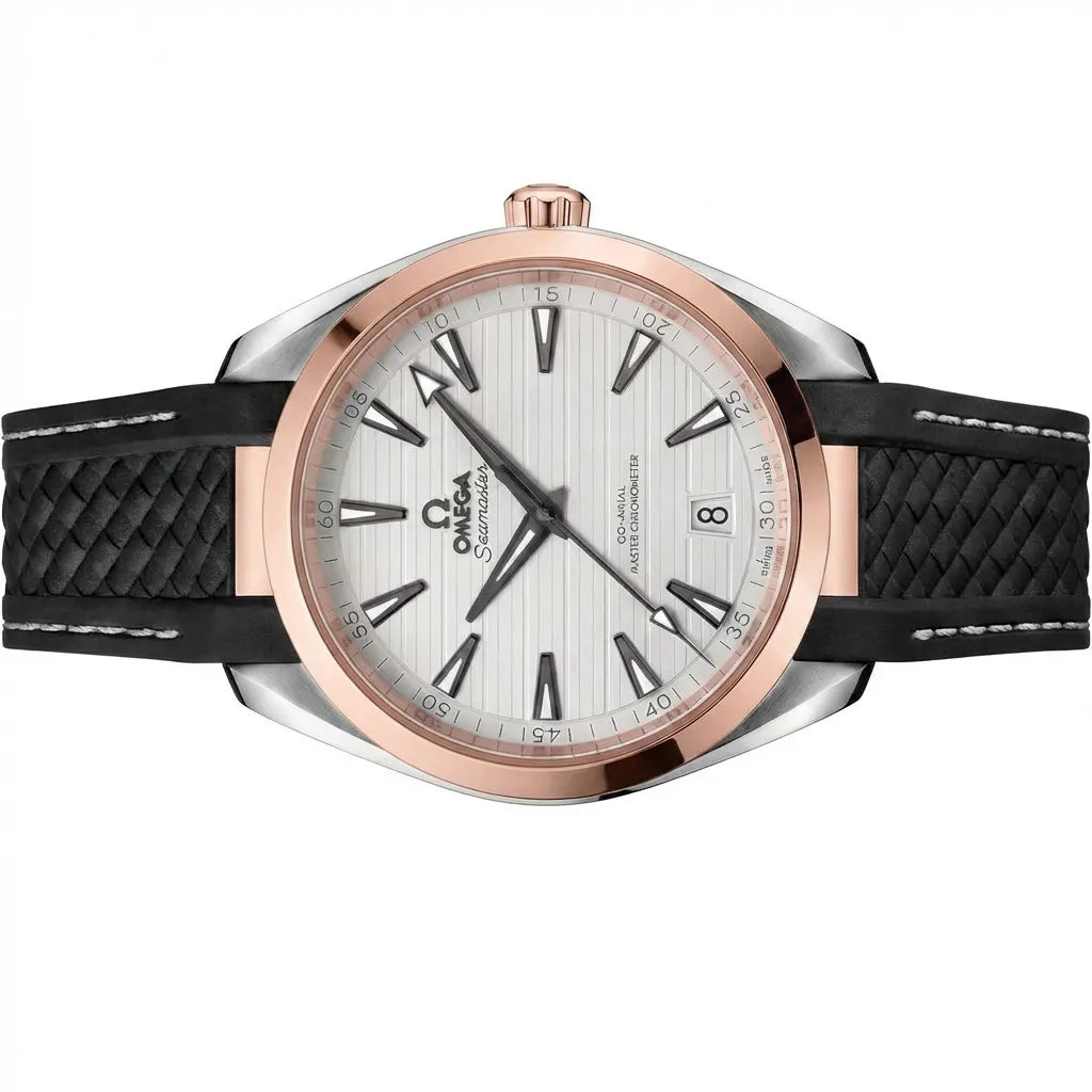 OM White Dial Rose Tone Bezel Watch