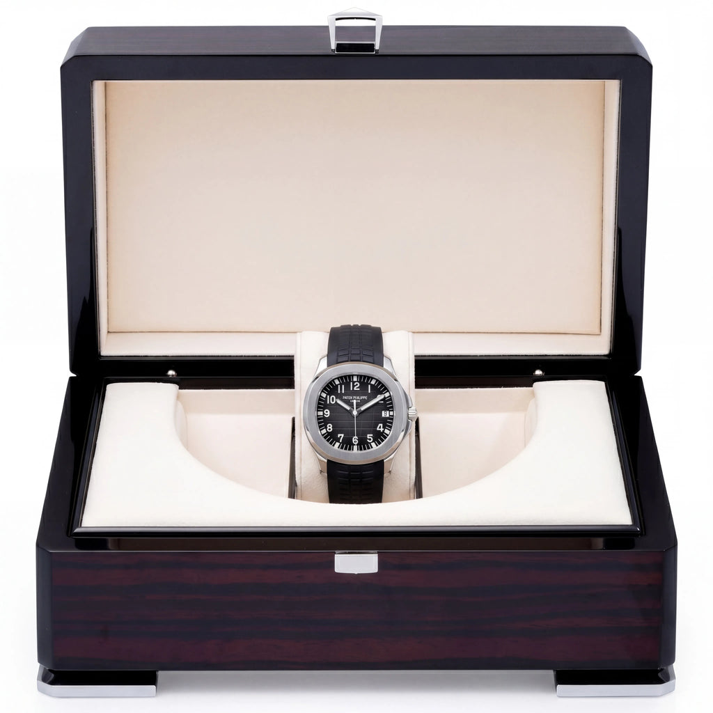 PP Black Dial Rubber Strap Stainless Steel Watch