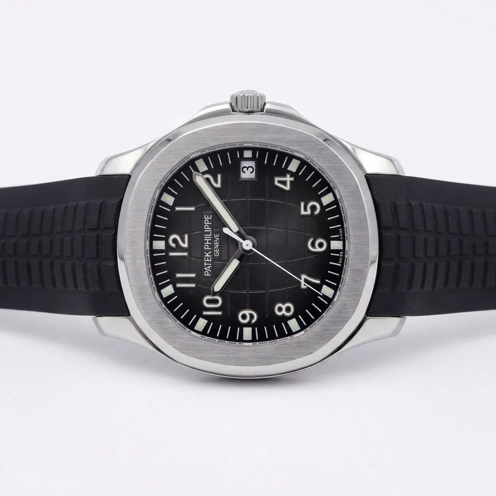 PP Black Dial Rubber Strap Stainless Steel Watch