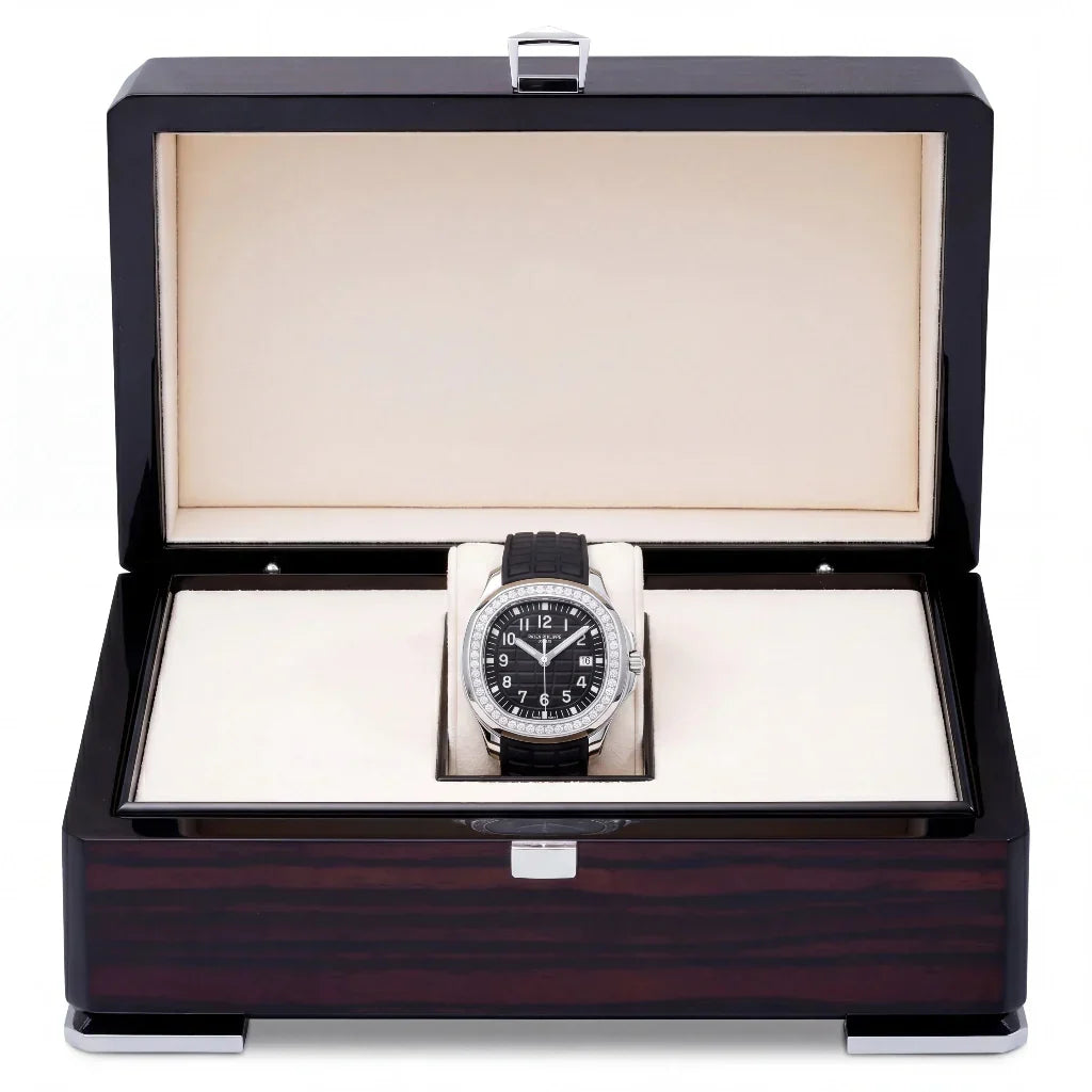 PP Black Dial Stone Set Stainless Steel Watch