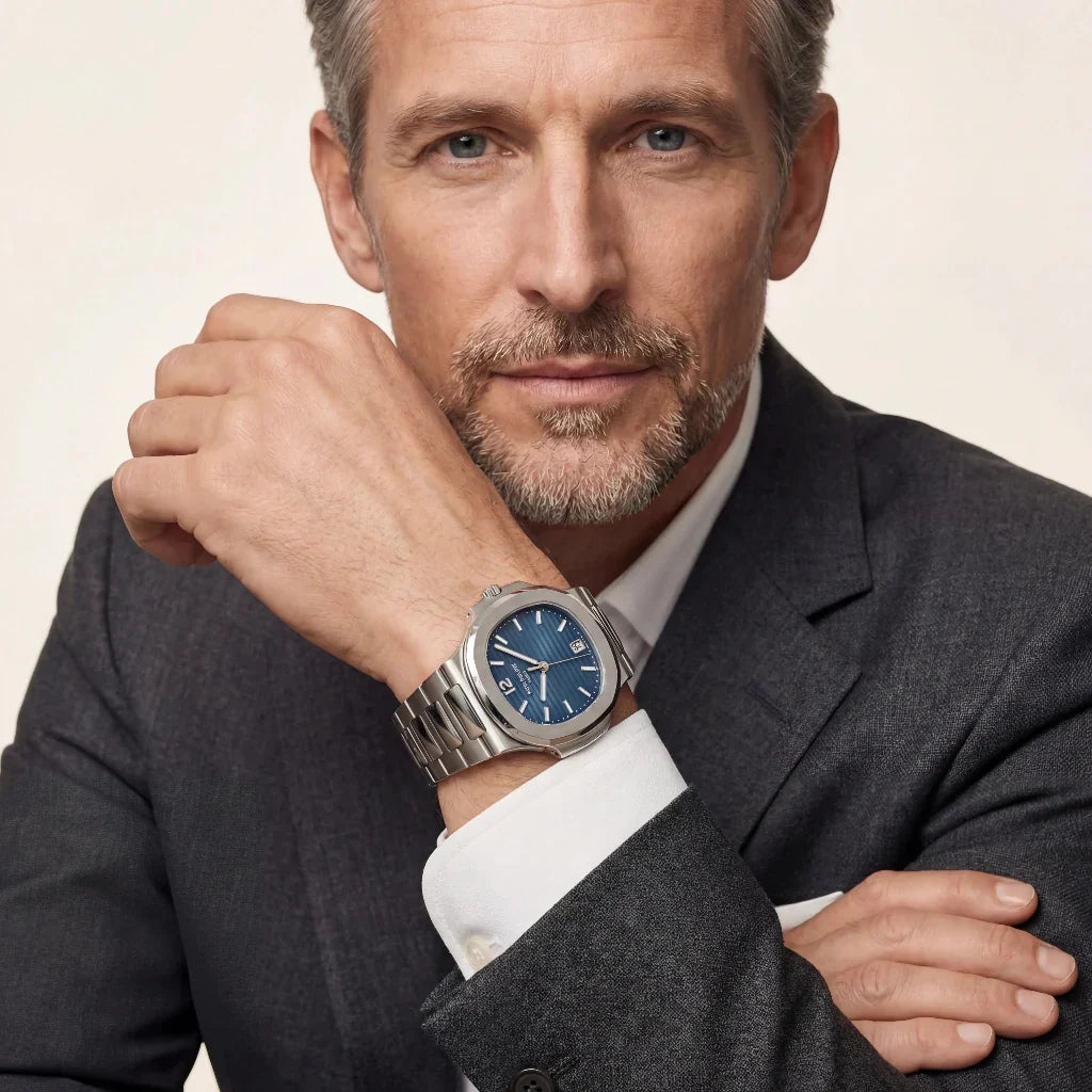 PP Blue Wave Dial Stainless Steel Bracelet Watch