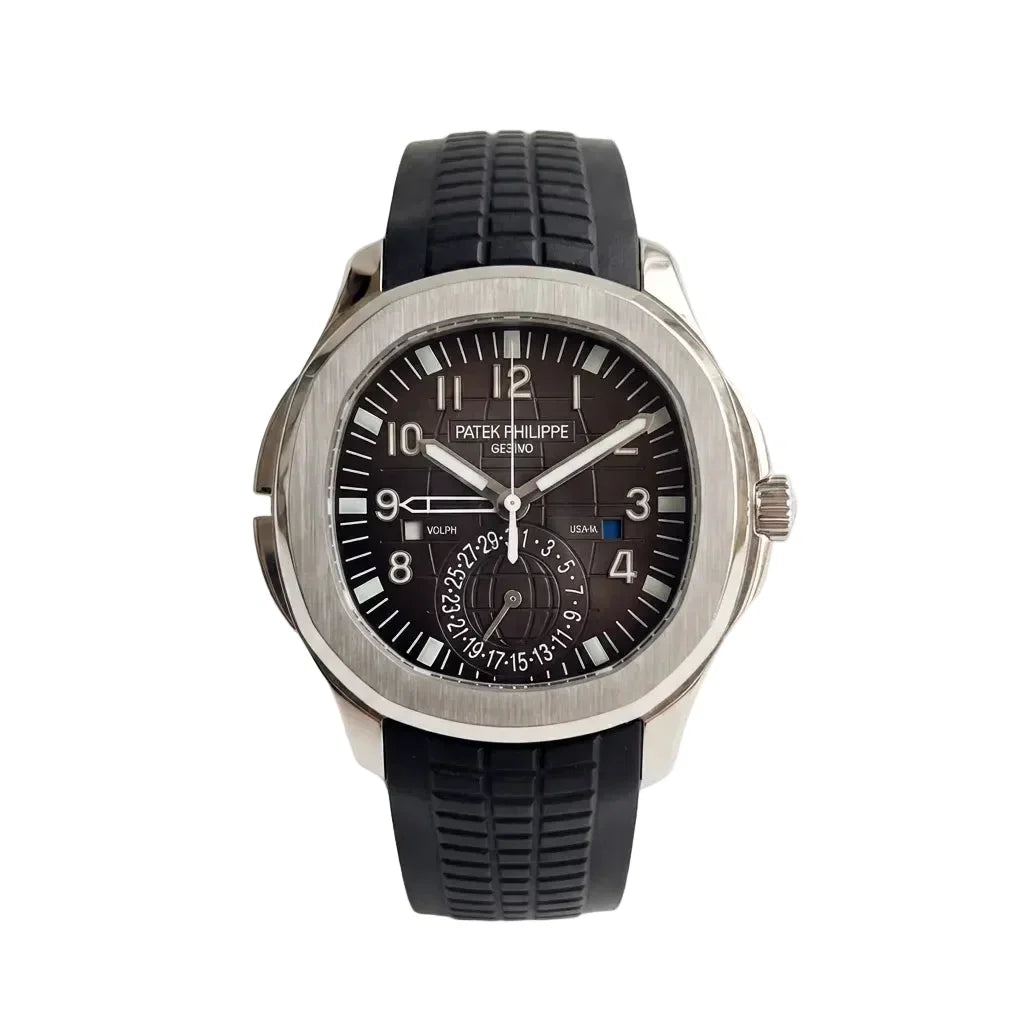 PP Brown Dial Rubber Strap Stainless Steel Watch