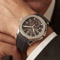 PP Brown Dial Rubber Strap Stainless Steel Watch