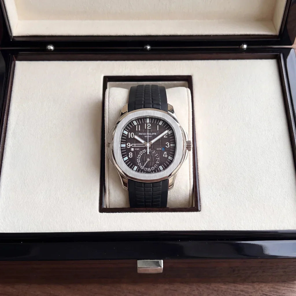 PP Brown Dial Rubber Strap Stainless Steel Watch