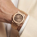 PP Brown Horizontal Dial Rose Tone Bracelet Watch