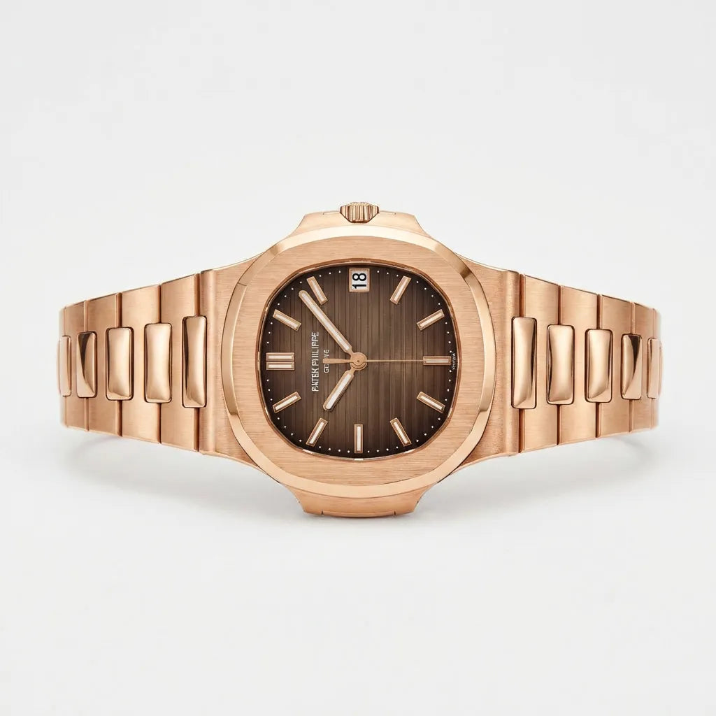 PP Brown Horizontal Dial Rose Tone Bracelet Watch