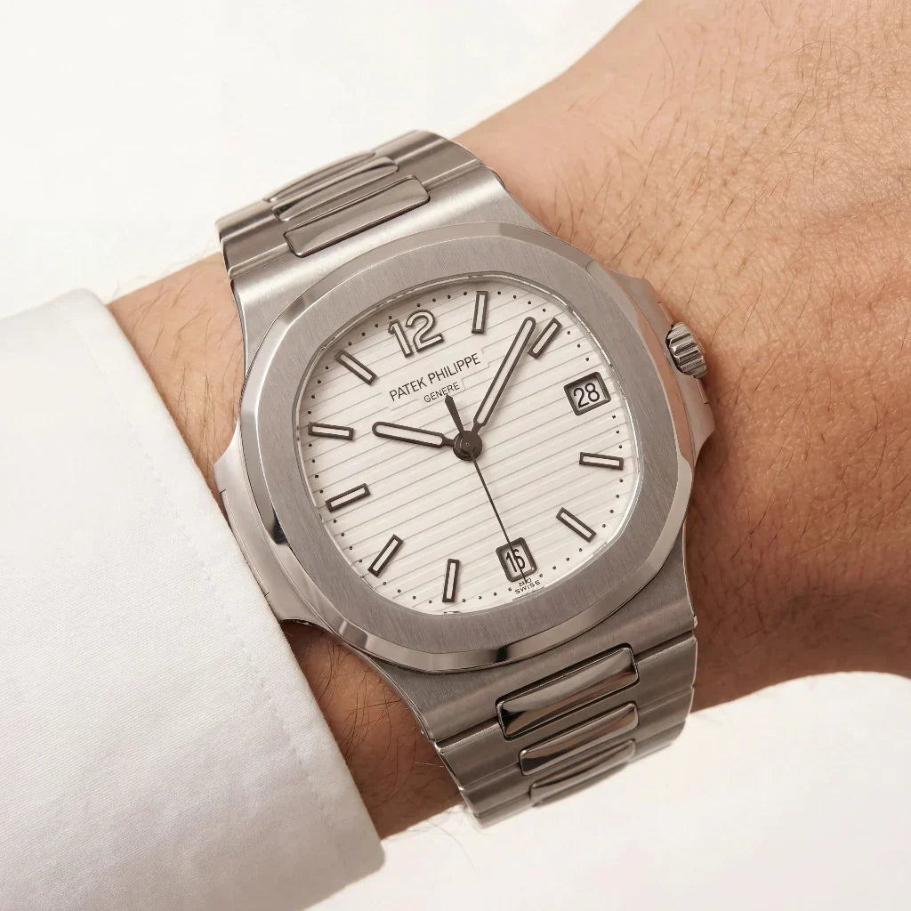 PP Silver Wave Dial Stainless Steel Bracelet Watch