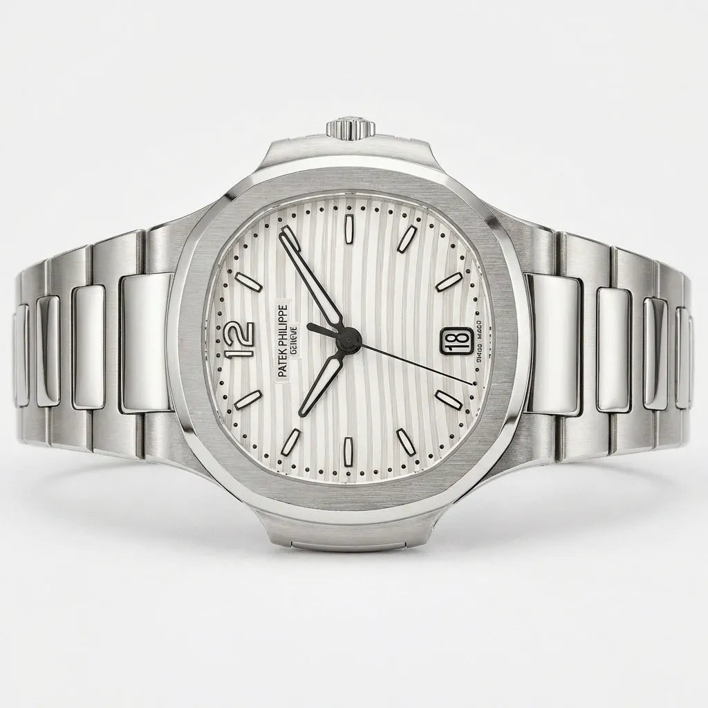PP Silver Wave Dial Stainless Steel Bracelet Watch