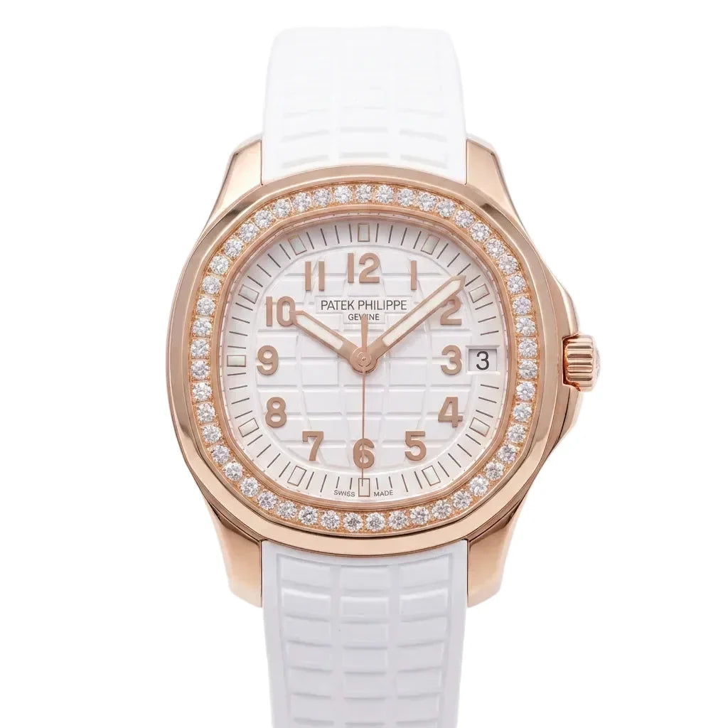 PP White Dial Stone Set Rose Tone Watch