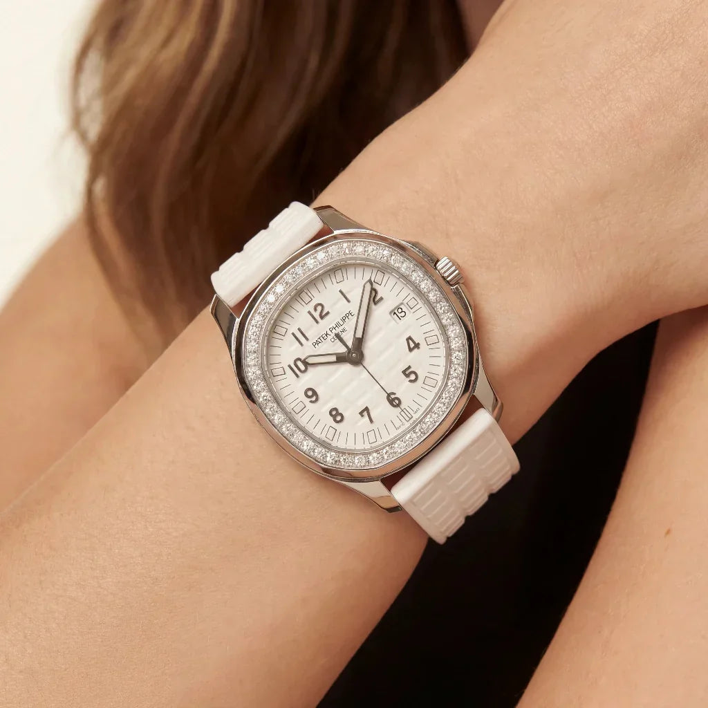 PP White Dial Stone Set Stainless Steel Watch
