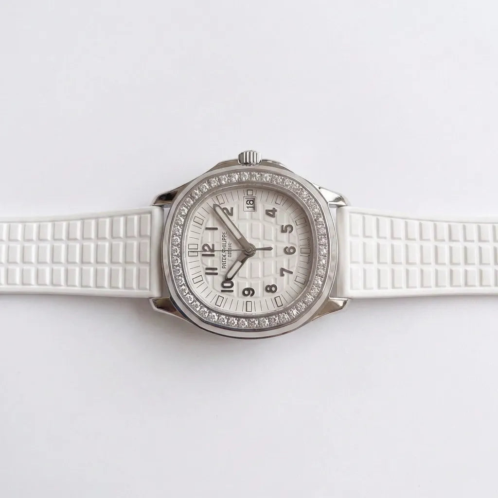 PP White Dial Stone Set Stainless Steel Watch