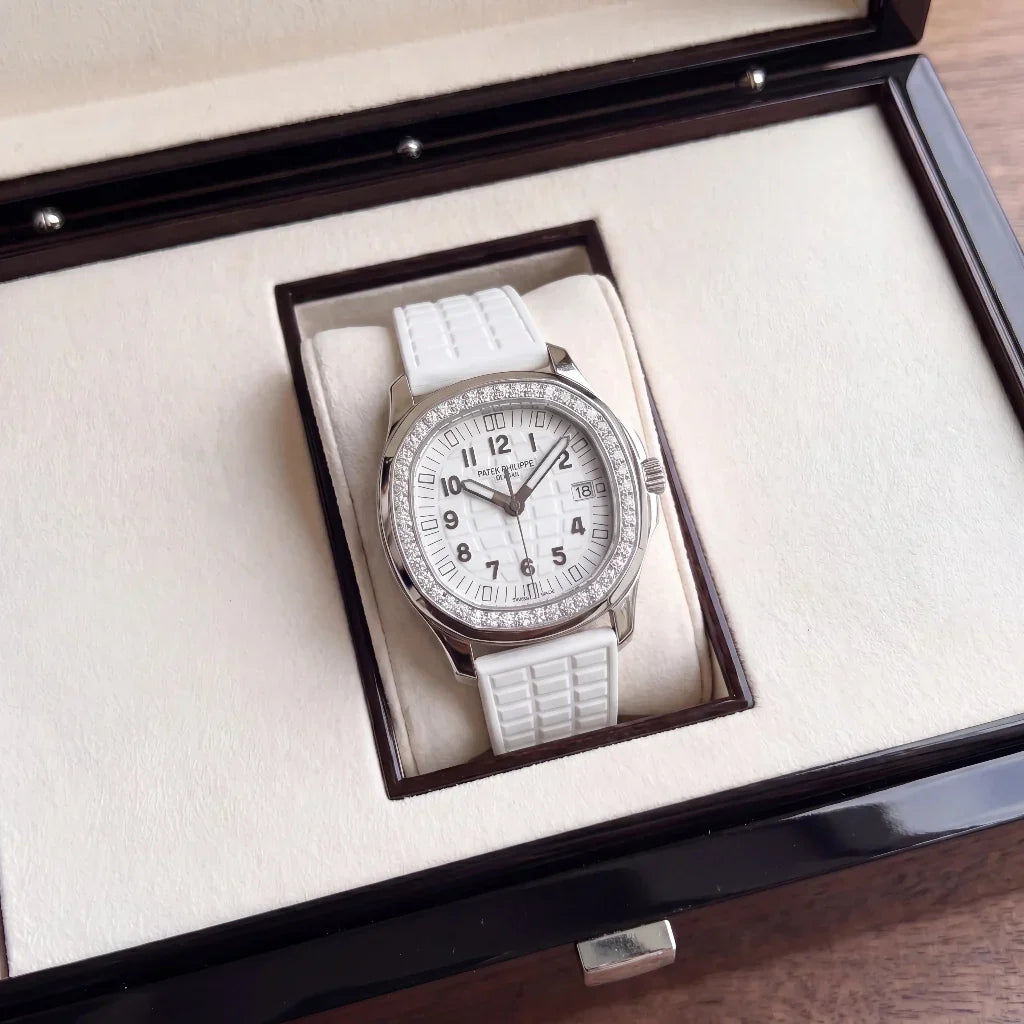PP White Dial Stone Set Stainless Steel Watch