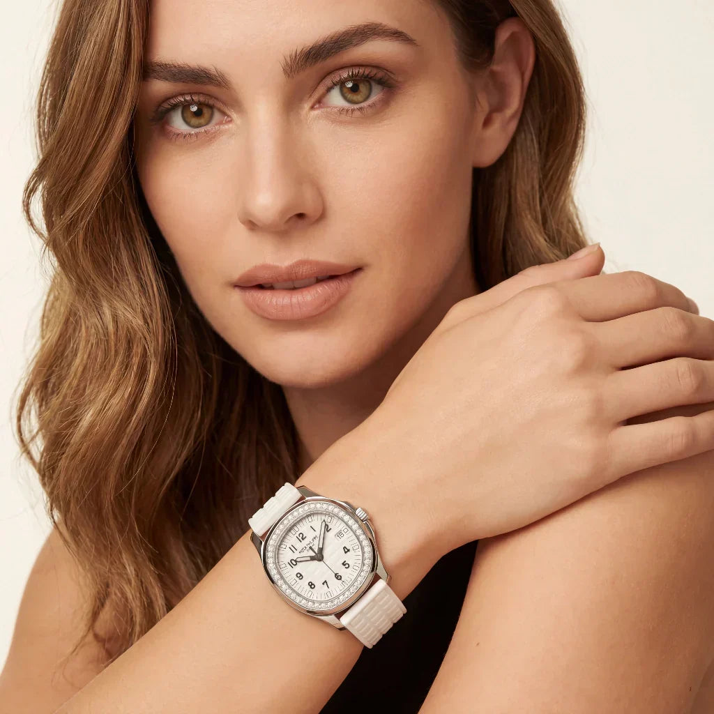 PP White Dial Stone Set Stainless Steel Watch