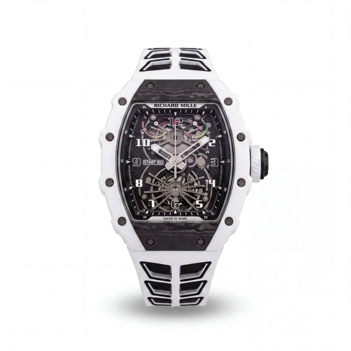RM Black And White Open Dial Watch