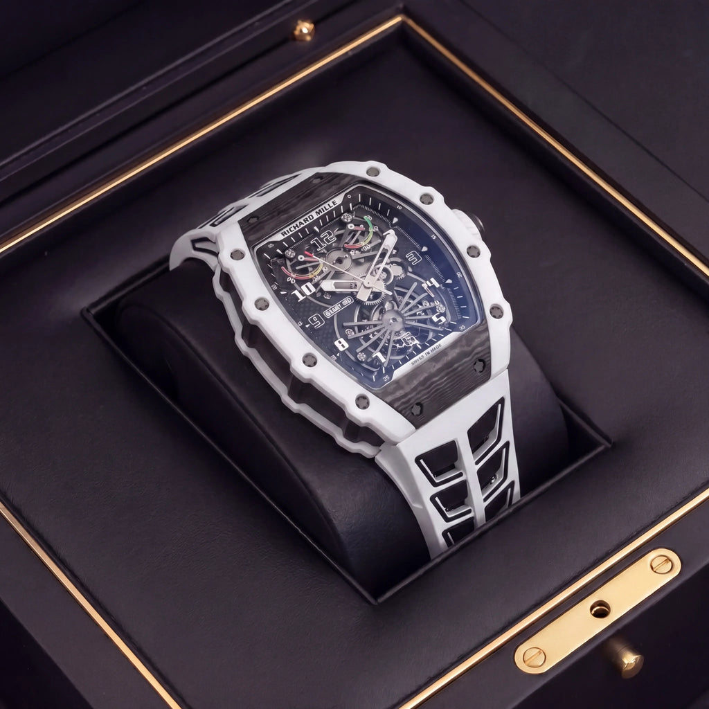 RM Black And White Open Dial Watch