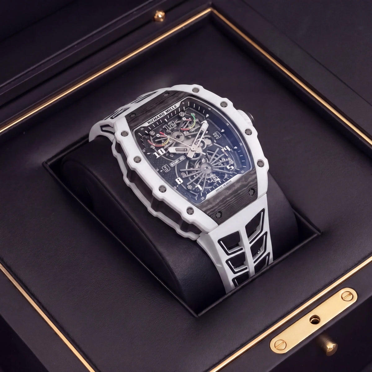 RM Black And White Open Dial Watch