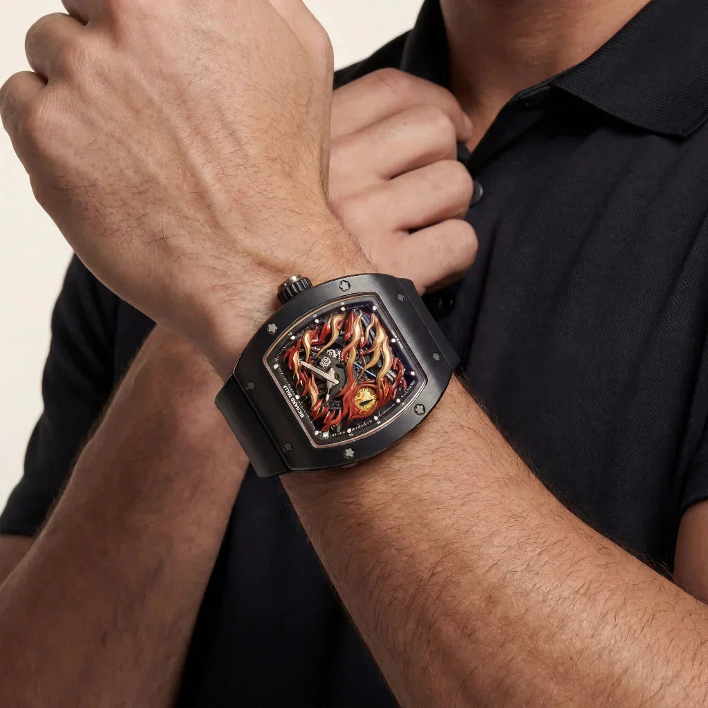 RM Black Evil Eye Flame Motif Watch
