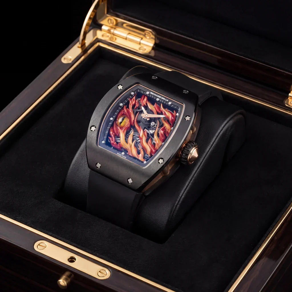 RM Black Evil Eye Flame Motif Watch