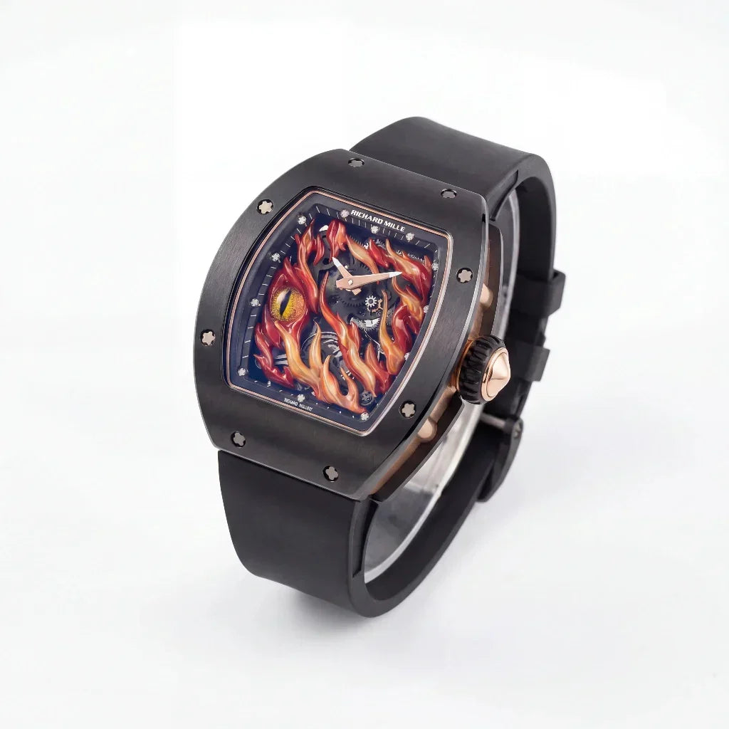 RM Black Evil Eye Flame Motif Watch