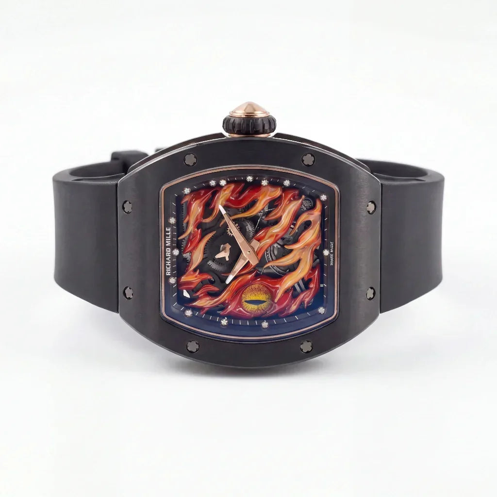RM Black Evil Eye Flame Motif Watch