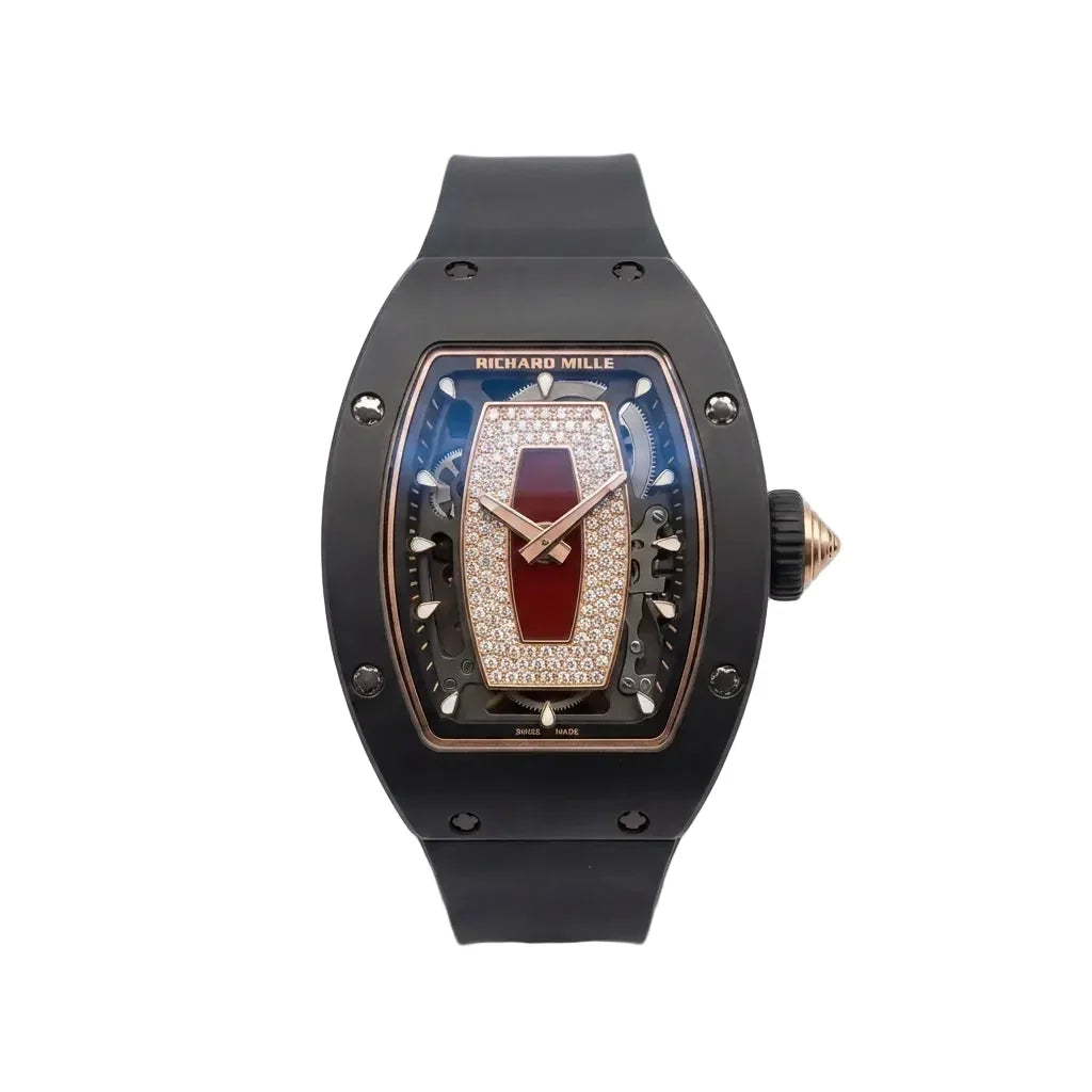 RM Black Stone Set Panel Dial Watch