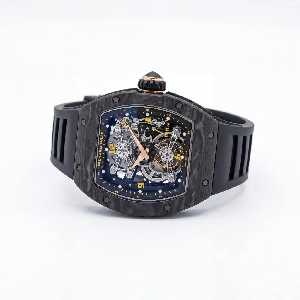 RM Black Textured Open Dial Watch