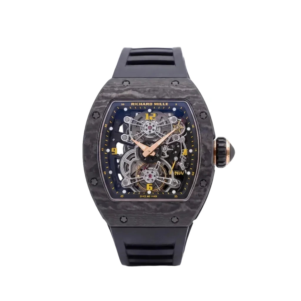 RM Black Textured Open Dial Watch
